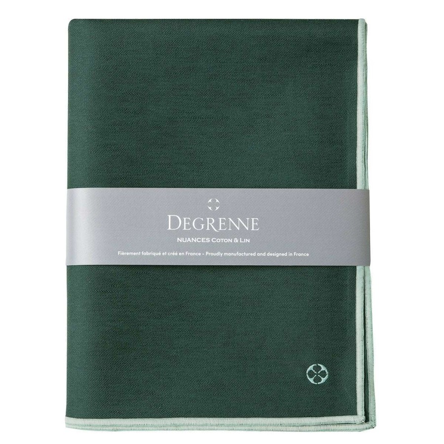 Table Linen * | Exquisite Gifts Nuances Coton & Lin Vert Emeraude Rectangular Tablecloth 180 X 250 Cm