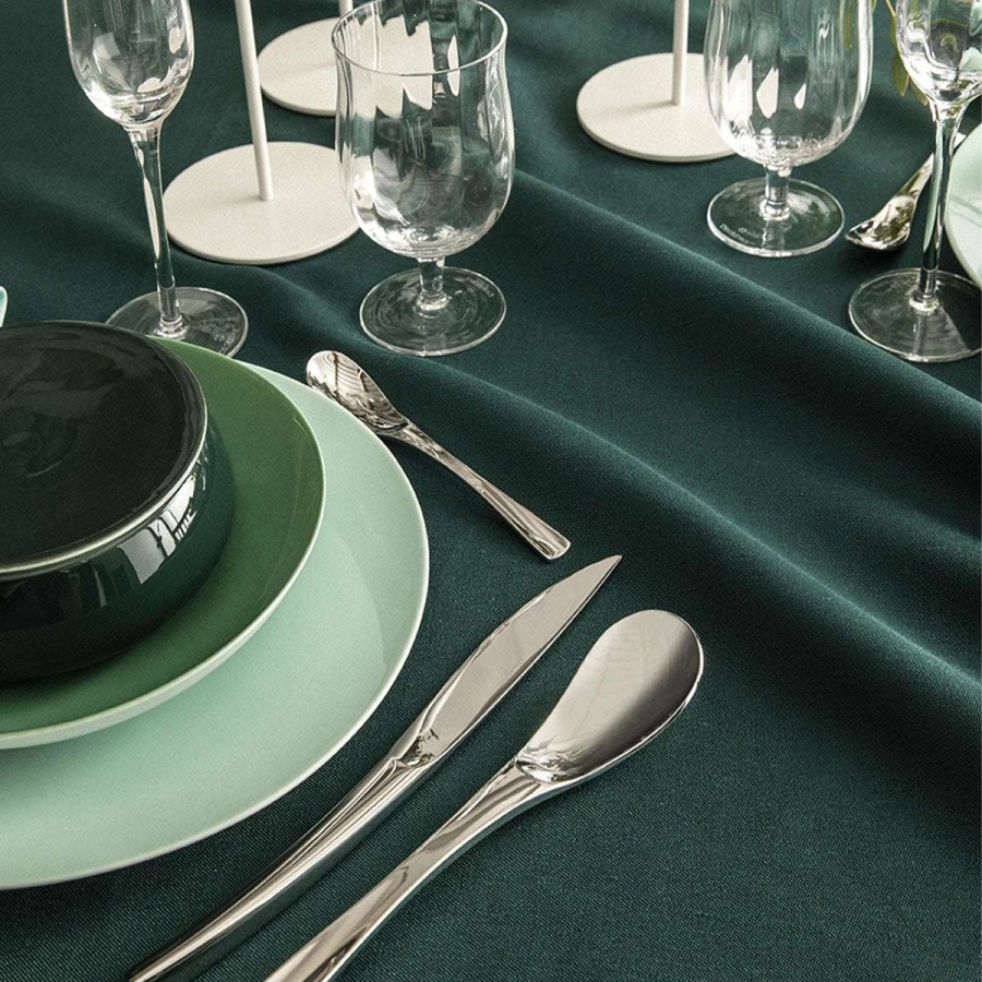 Table Linen * | Exquisite Gifts Nuances Coton & Lin Vert Emeraude Rectangular Tablecloth 180 X 250 Cm