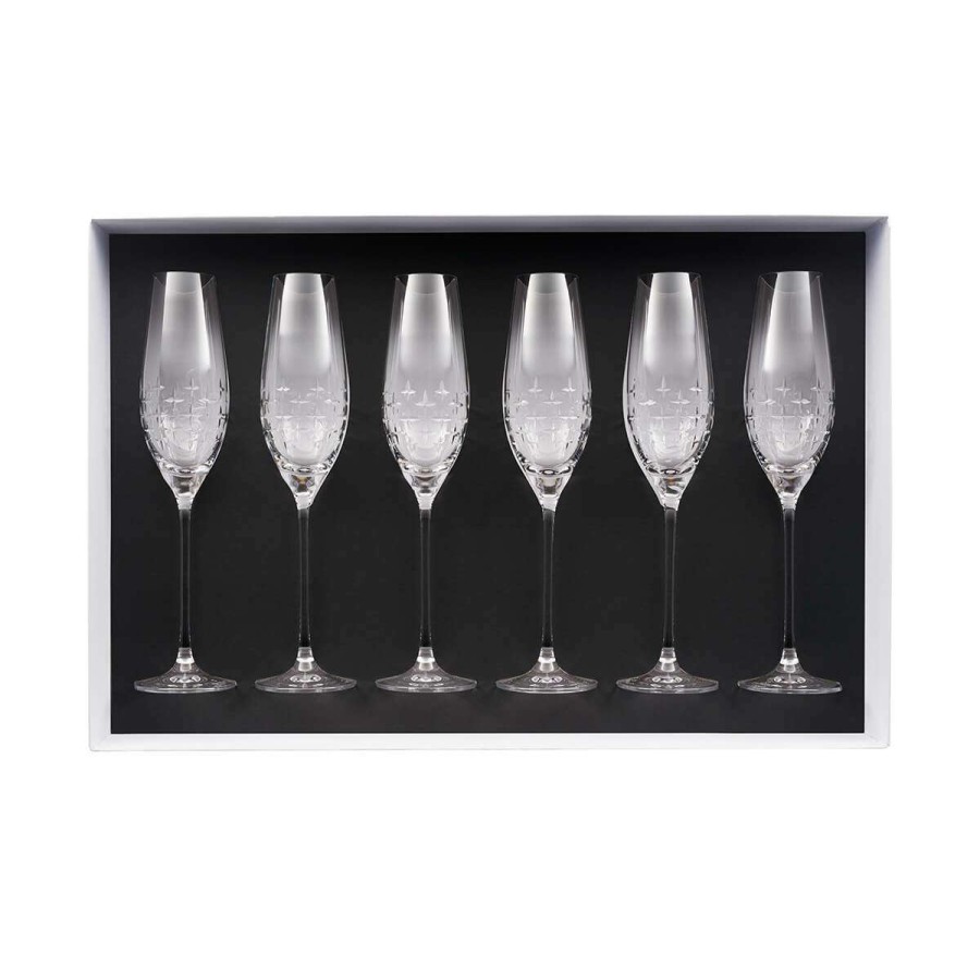 Glassware * | Featured Newport Twist Gift Box Of 6 Champagne Flutes 21 Cl