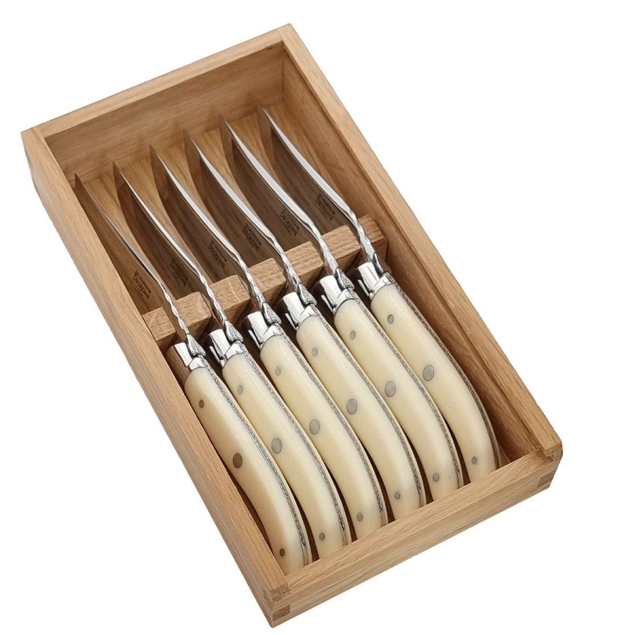 Cutlery * | Sale Laguiole Table Set Of 6 Steak Knives Ivory Horn