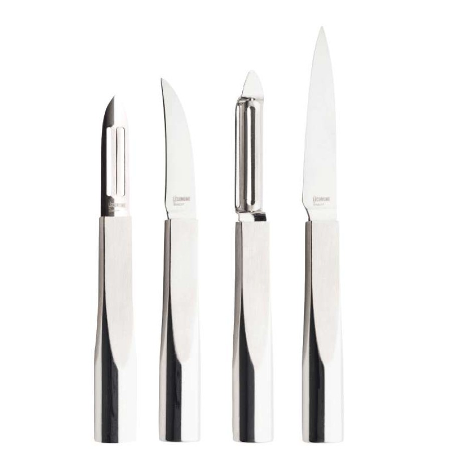 Cutlery * | Typical Style L'Econome Acier Pack 4 Pieces Set Peeler/Paring Knife 10 Cm/Curved Blade Paring Knife/Flexiconome