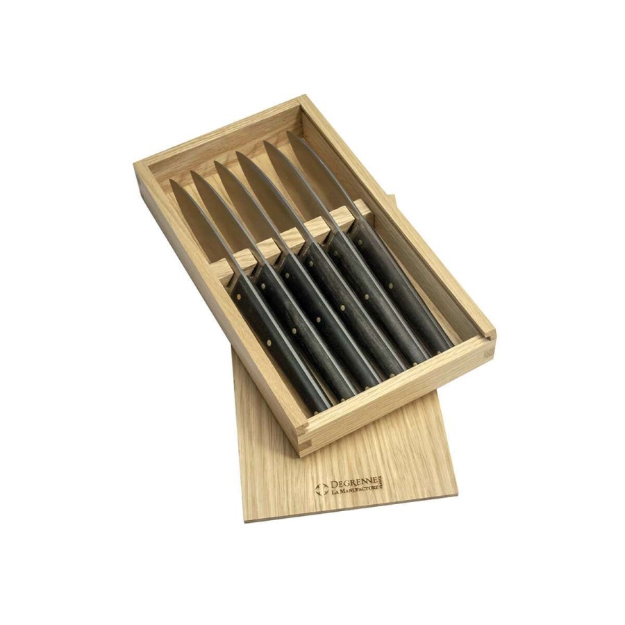 Cutlery * | Cheap Online Mirage Les Essences Gift Box Of 6 Steak Knives Ebony Handle