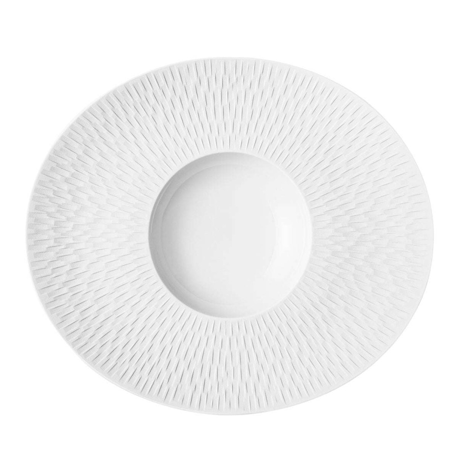 Tableware * | Top Sellers Boreal Satin Blanc Small Bowl Oval Gourmet Plate 30 Cm X 26 Cm