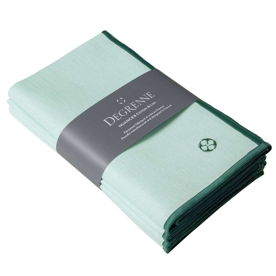 Table Linen * | Shop Nuances Coton & Lin Vert Menthe Set Of 4 Rectangular Napkings 50 X 40 Cm