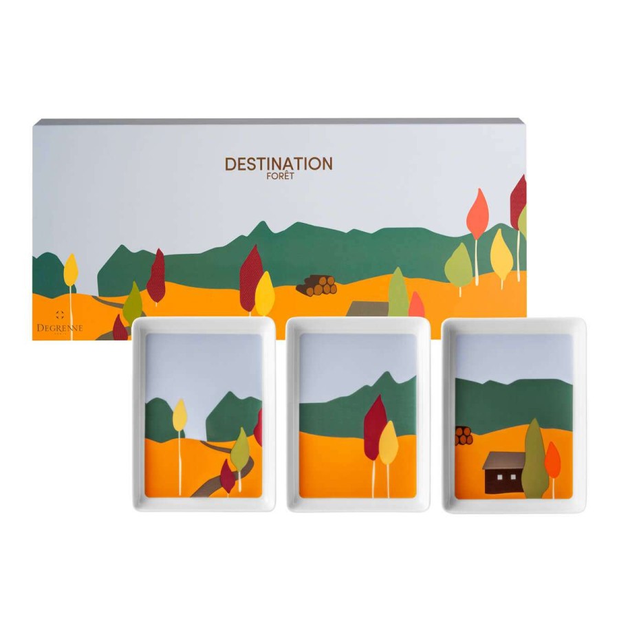 Decoration * | Online Store Destination Foret Set Of 3 Mini Dishes 16 X 12 Cm