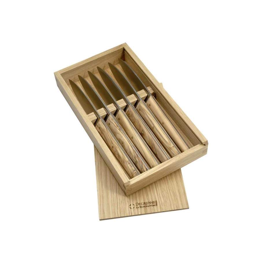 Cutlery * | New Arrivals Mirage Les Essences Gift Box Of 6 Steak Knives Olive Wood Handle