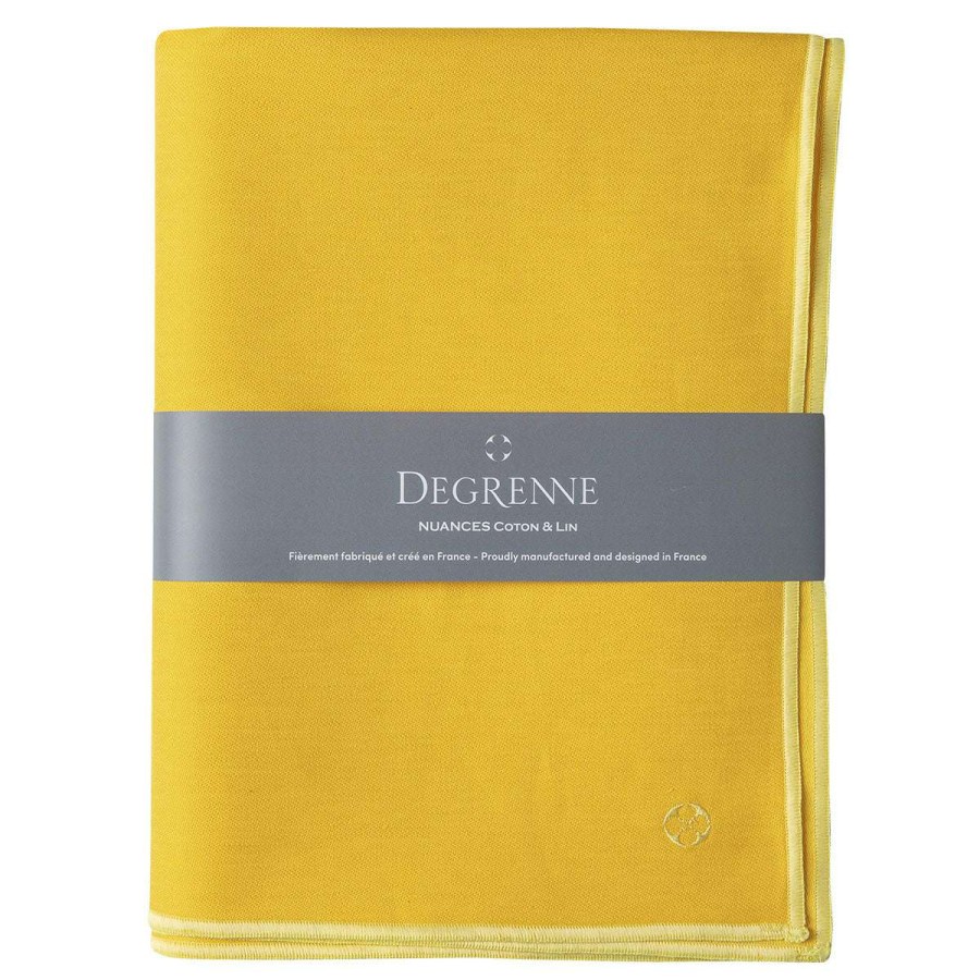 Table Linen * | Quick Delivery Nuances Coton & Lin Jaune Tournesol Rectangular Tablecloth 180 X 250 Cm