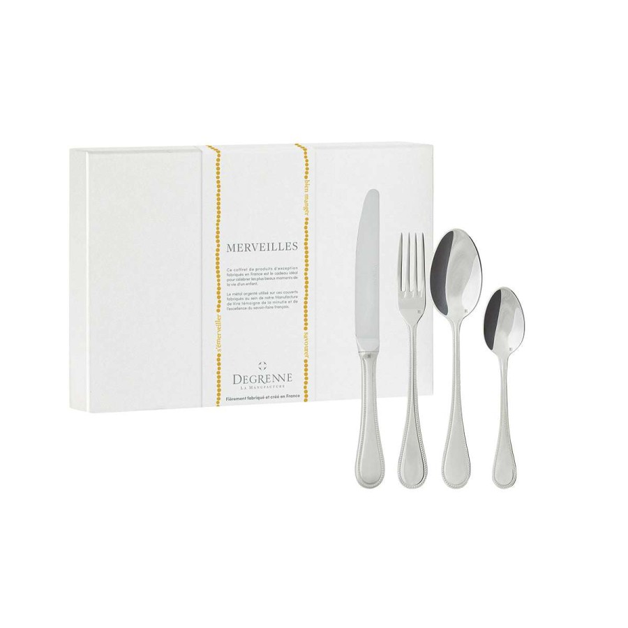 Children * | Large Choice Merveilles Ag 4 Pieces Silver Plated Cutlery Set