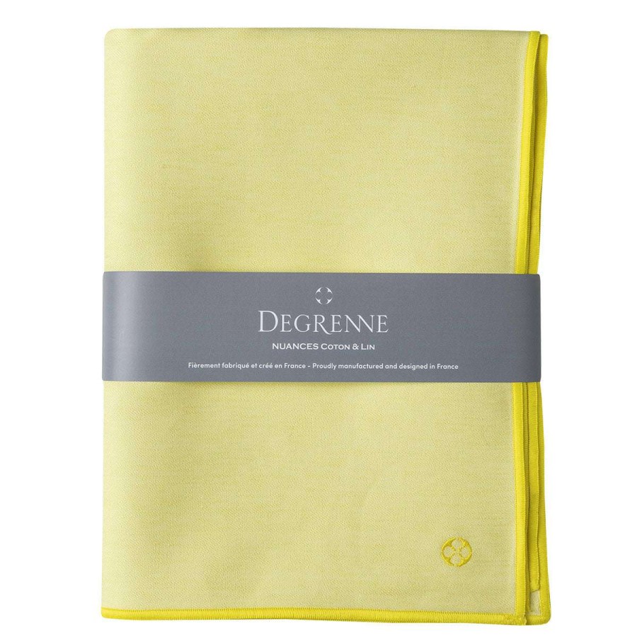 Table Linen * | Large Choice Nuances Coton & Lin Jaune Pale Rectangular Tablecloth 180 X 250 Cm