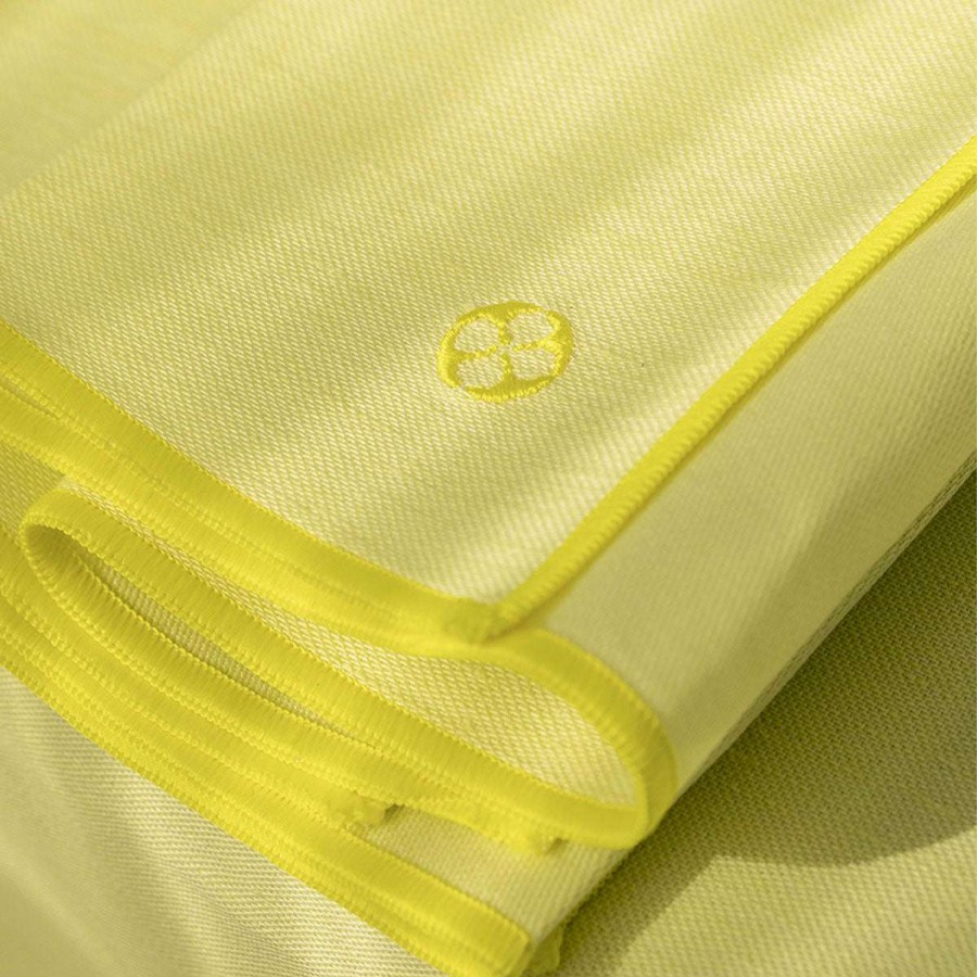 Table Linen * | Large Choice Nuances Coton & Lin Jaune Pale Rectangular Tablecloth 180 X 250 Cm