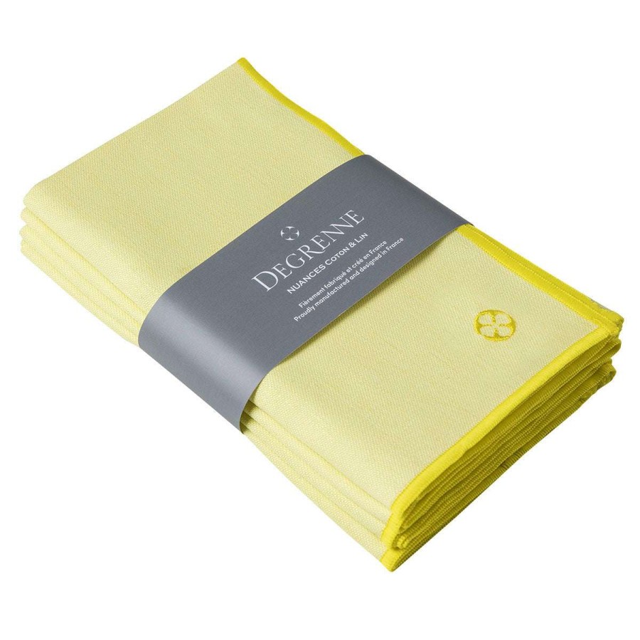 Table Linen * | Good Quality Nuances Coton & Lin Jaune Pale Set Of 4 Rectangular Napkings 50 X 40 Cm