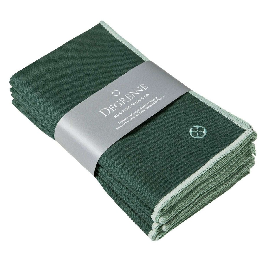 Table Linen * | Top Sellers Nuances Coton & Lin Vert Emeraude Set Of 4 Rectangular Napkings 50 X 40 Cm