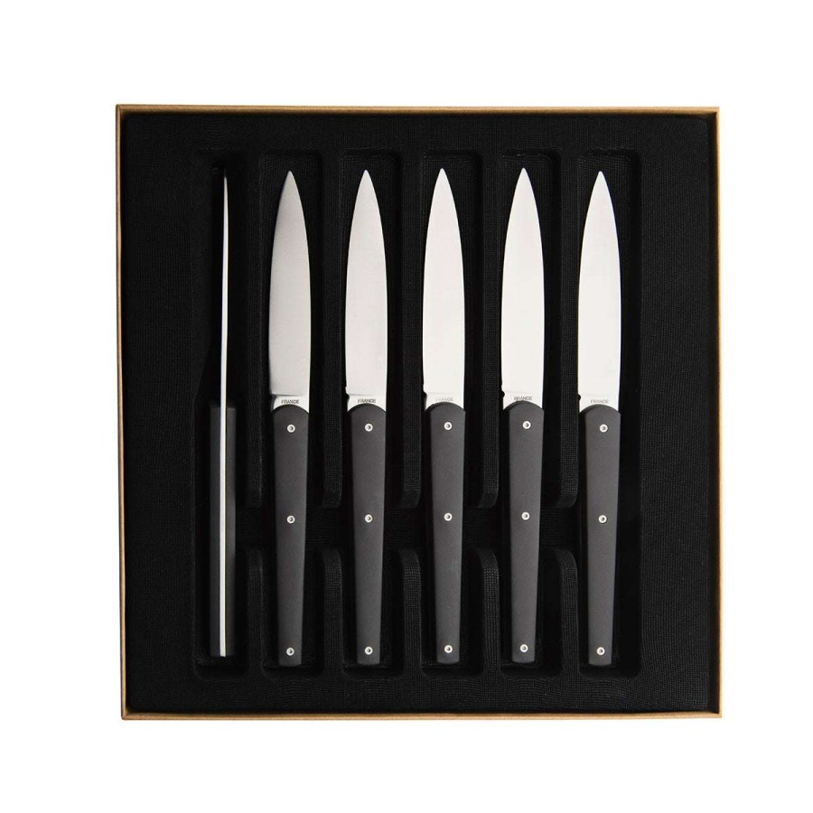 Cutlery * | Discounts Mirage Miroir Anthracite Set Of 6 Steak Knives