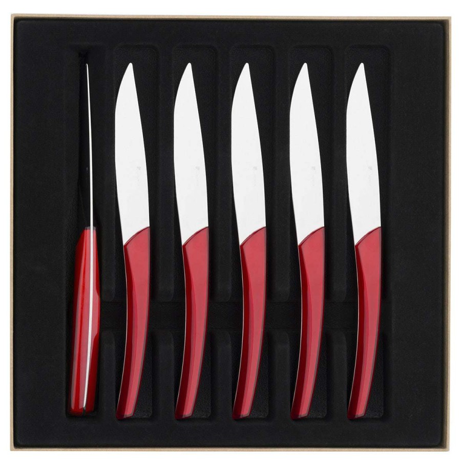 Cutlery * | Hot Sell Quartz Miroir Rouge Set Of 6 Steak Knives