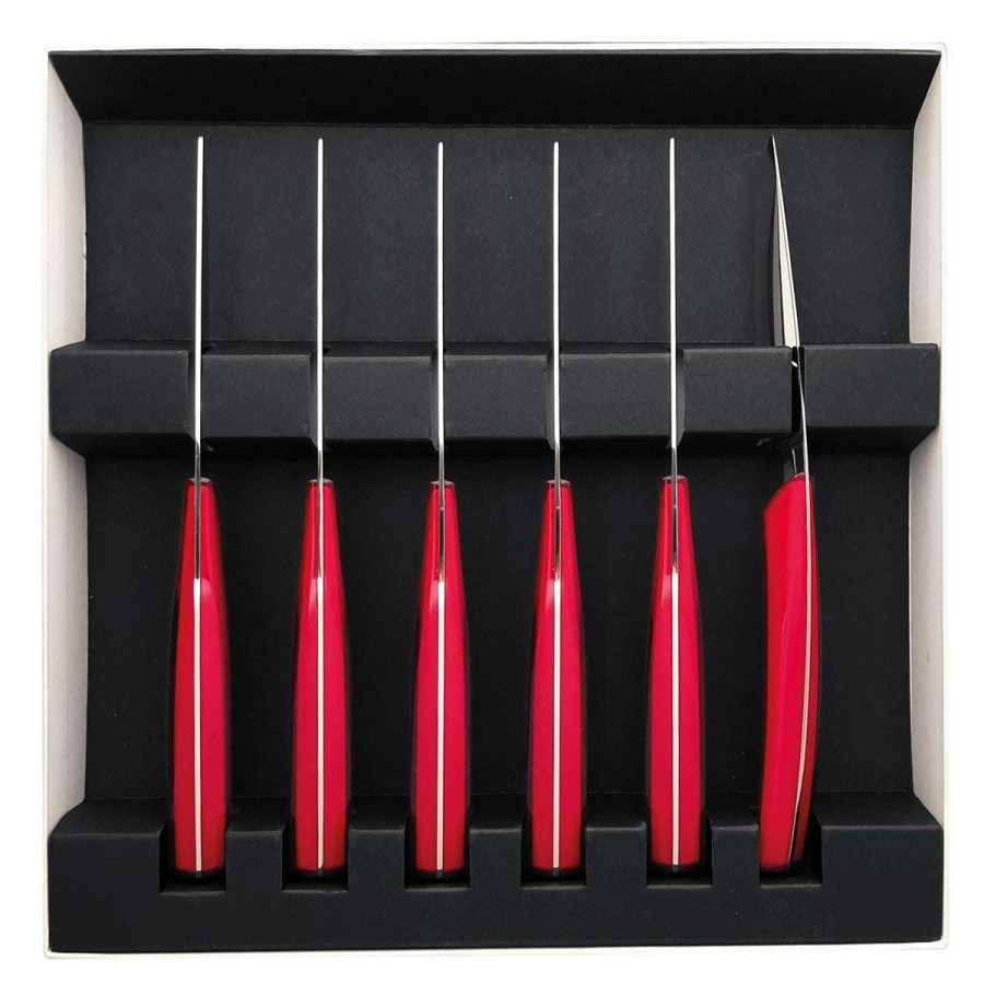 Cutlery * | Hot Sell Quartz Miroir Rouge Set Of 6 Steak Knives