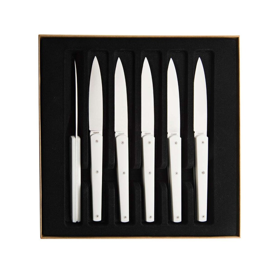 Cutlery * | Hot Sell Mirage Miroir Blanc Set Of 6 Steak Knives