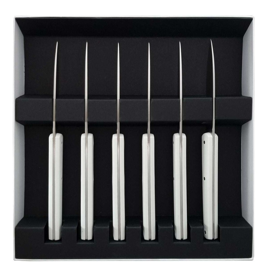 Cutlery * | Hot Sell Mirage Miroir Blanc Set Of 6 Steak Knives