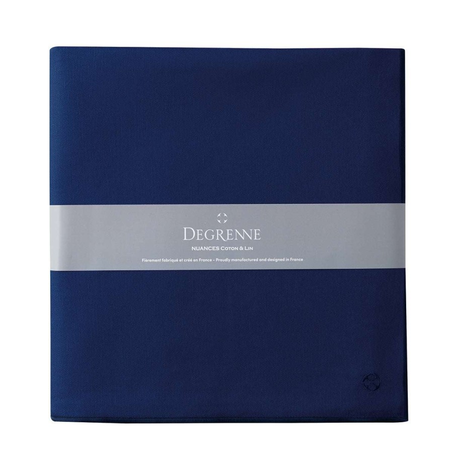 Table Linen * | Discounts Nuances Coton & Lin Bleu Roy Square Tablecloth 180 X 180 Cm