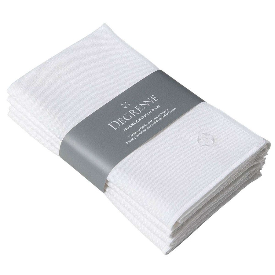 Table Linen * | Hot Sell Nuances Coton & Lin Blanc Set Of 4 Rectangular Napkings 50 X 40 Cm