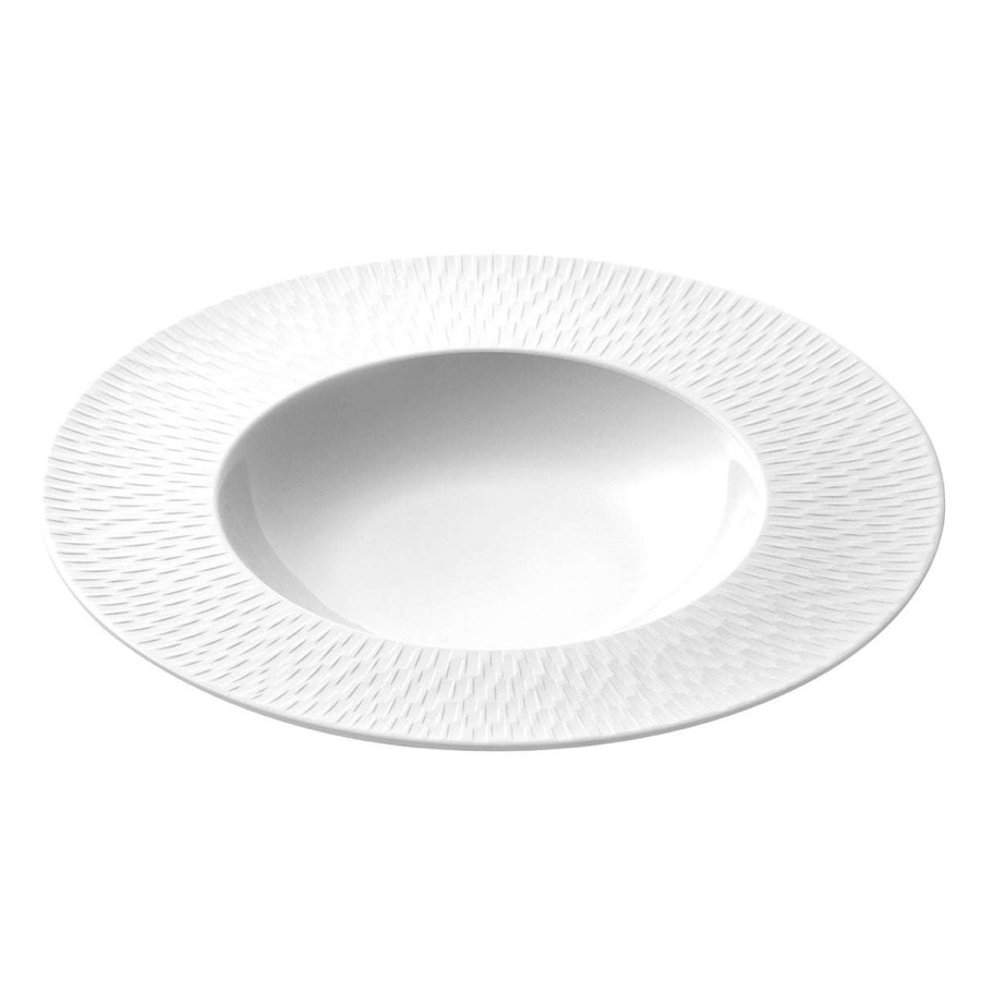 Tableware * | New Threads Boreal Satin Blanc Rimmed Soup Dish 29 Cm